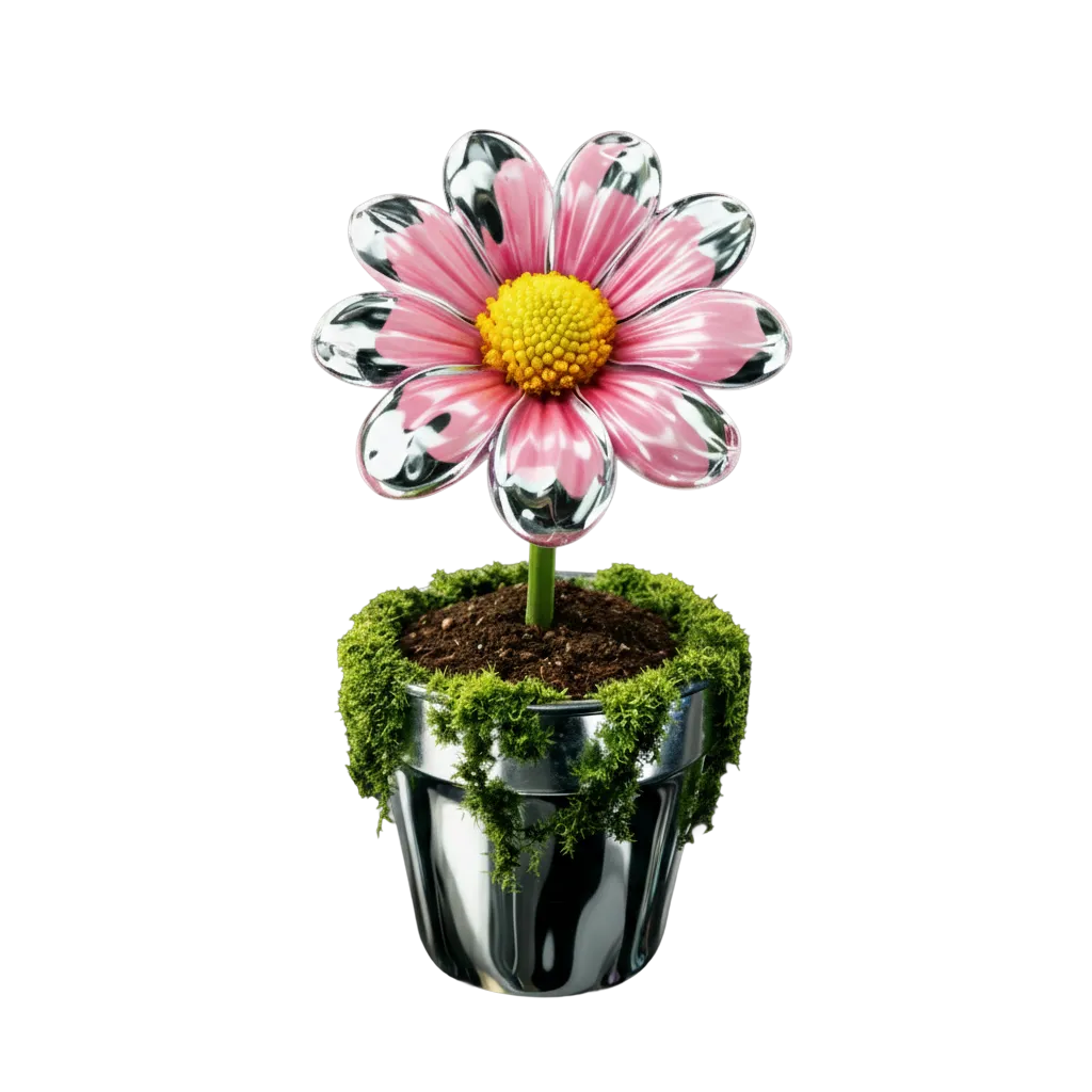Chrome flower in pot